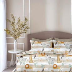 Jungle Beige & Green Adventure Soft & Breathable 100% Cotton Flat Double Bedsheet, 144 TC