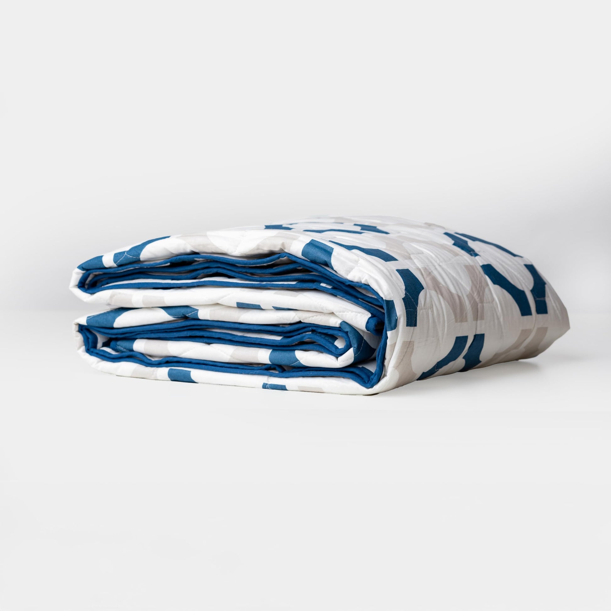 Colonial Blue Matrix 100% Cotton Reversible Comforter for Single Bed | 150 GSM Lightweight Winter Quilt | AC Blanket 54" x 84"