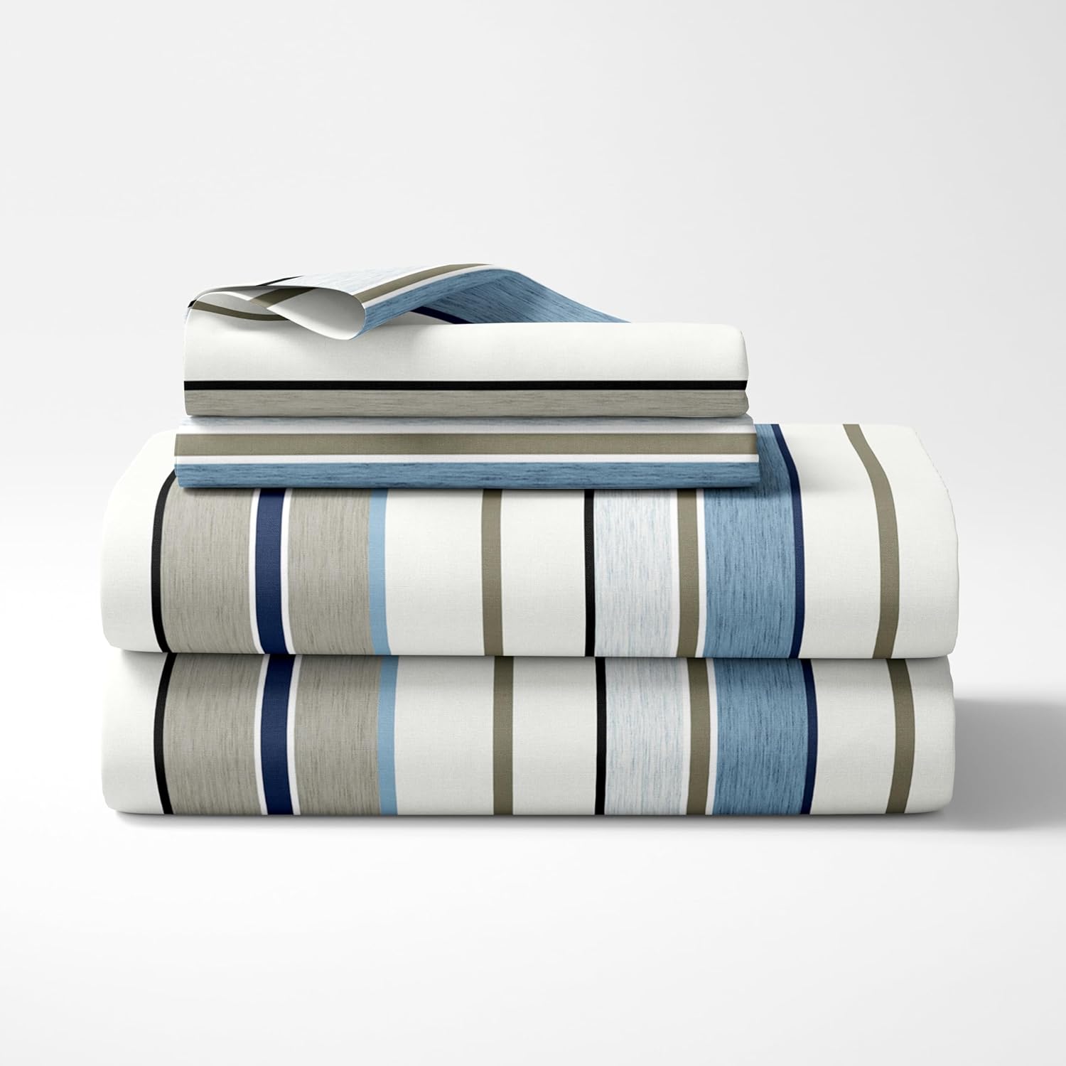 Classic Stellar Striped 100% Cotton Flat Double Bedsheet, 144 TC