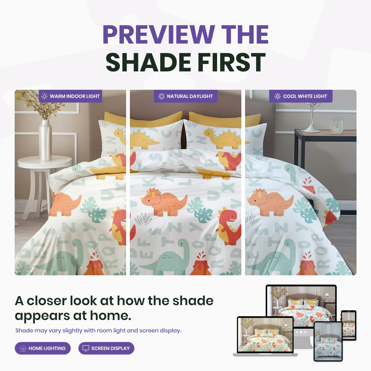 Orange & Mint Alphabet Dino Play Soft & Breathable 100% Cotton Flat Double Bedsheet, 144 TC