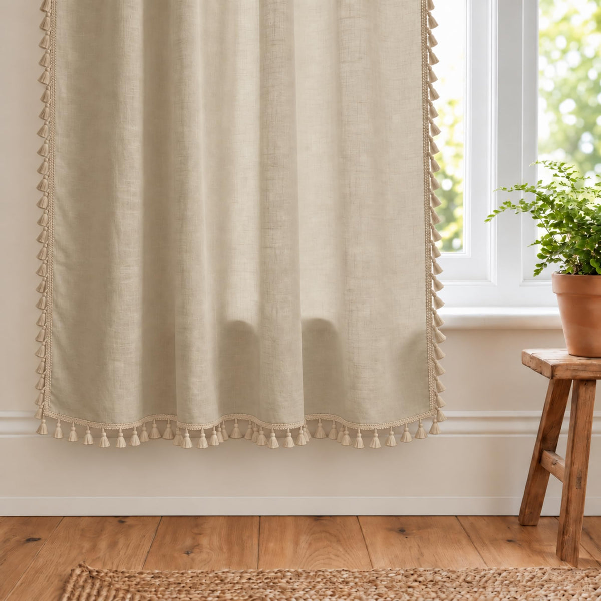 Loreto Natural Sand Beige Blackout Curtain | Set of 2 | 48 x 60 Inches - main product image