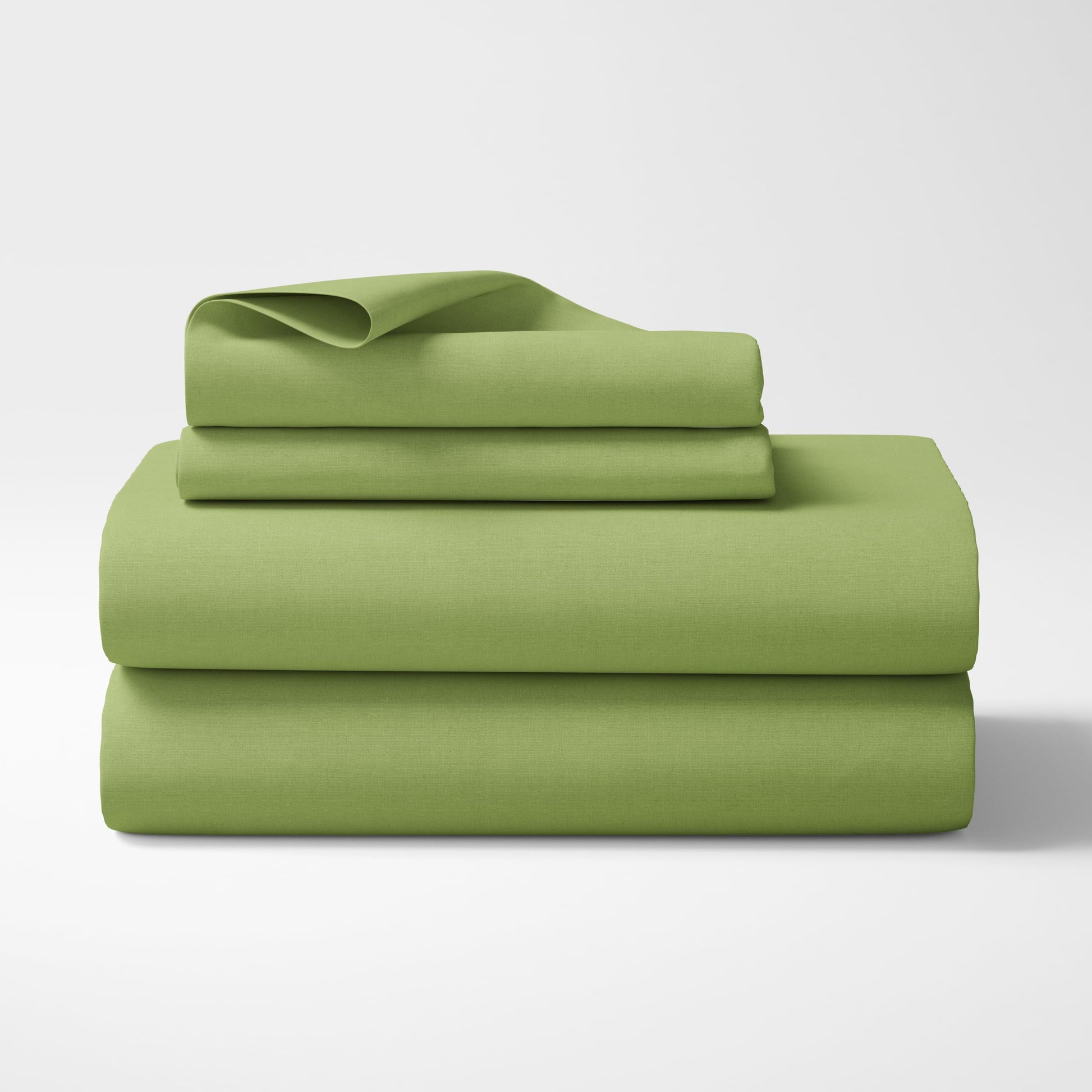 Olive Mist 210 TC Cotton Bedsheet for King Size Bed with 2 Pillow Covers - Soft & Breathable Plain King Bed Sheet, 104 x 104 Inches