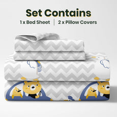 Car Ride 186 TC Cotton King Size Bedsheet with 2 Pillow Covers - Soft, Durable & Gift-Ready (108 x 108 Inches)