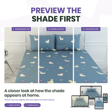 Pastel Blue Duck Party 100% Cotton King Size Fitted Bedsheet with 2 Pillow Covers, 144 TC, 78 x 72 Inches