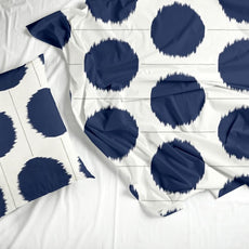Navy Haze Big Polka Soft & Breathable 100% Cotton Flat King Bedsheet, 144 TC