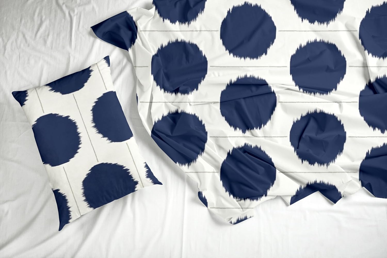 Navy Haze Big Polka Soft & Breathable 100% Cotton Flat King Bedsheet, 144 TC