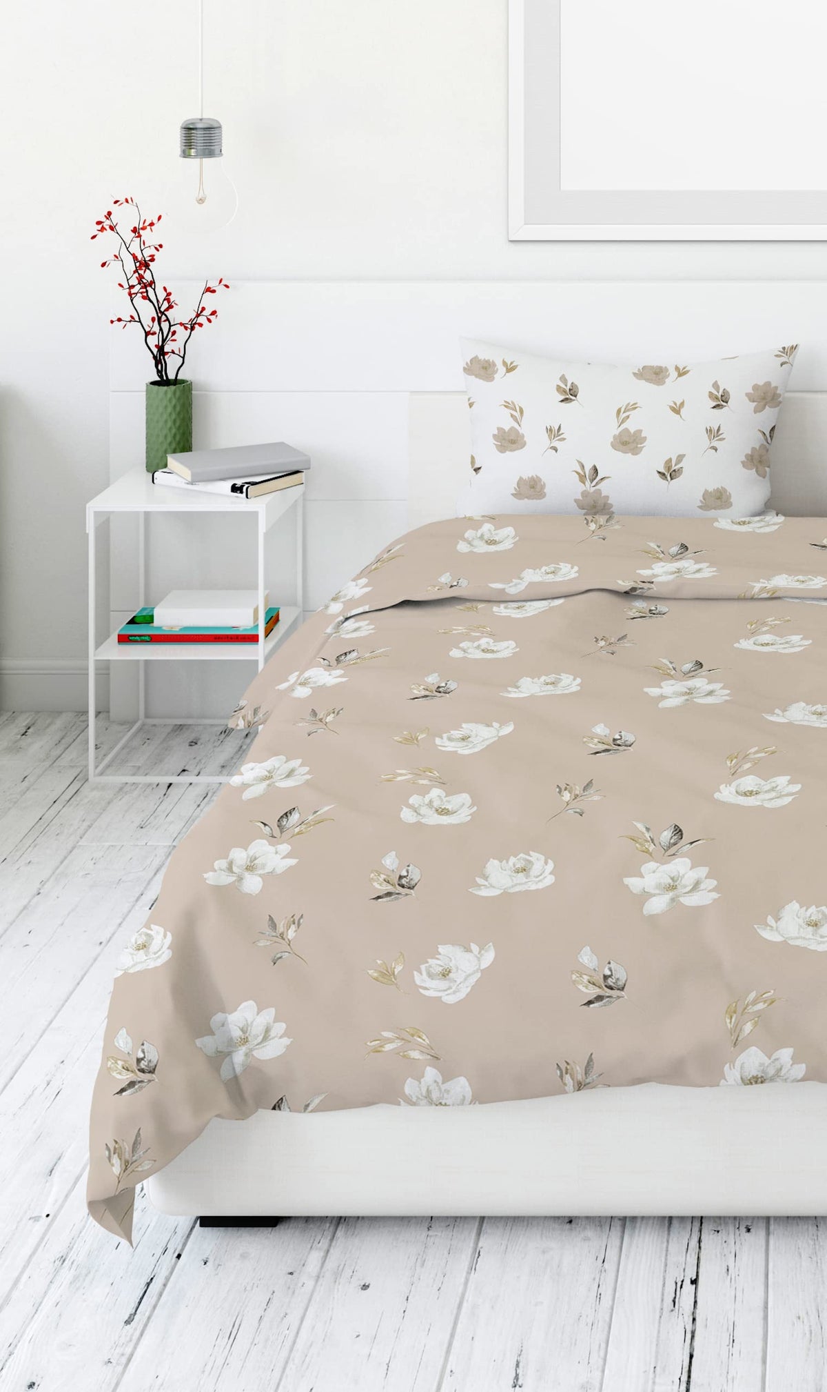 Loreto Quill Grey Single Bedsheet | 186 TC | 100% Cotton - main product image