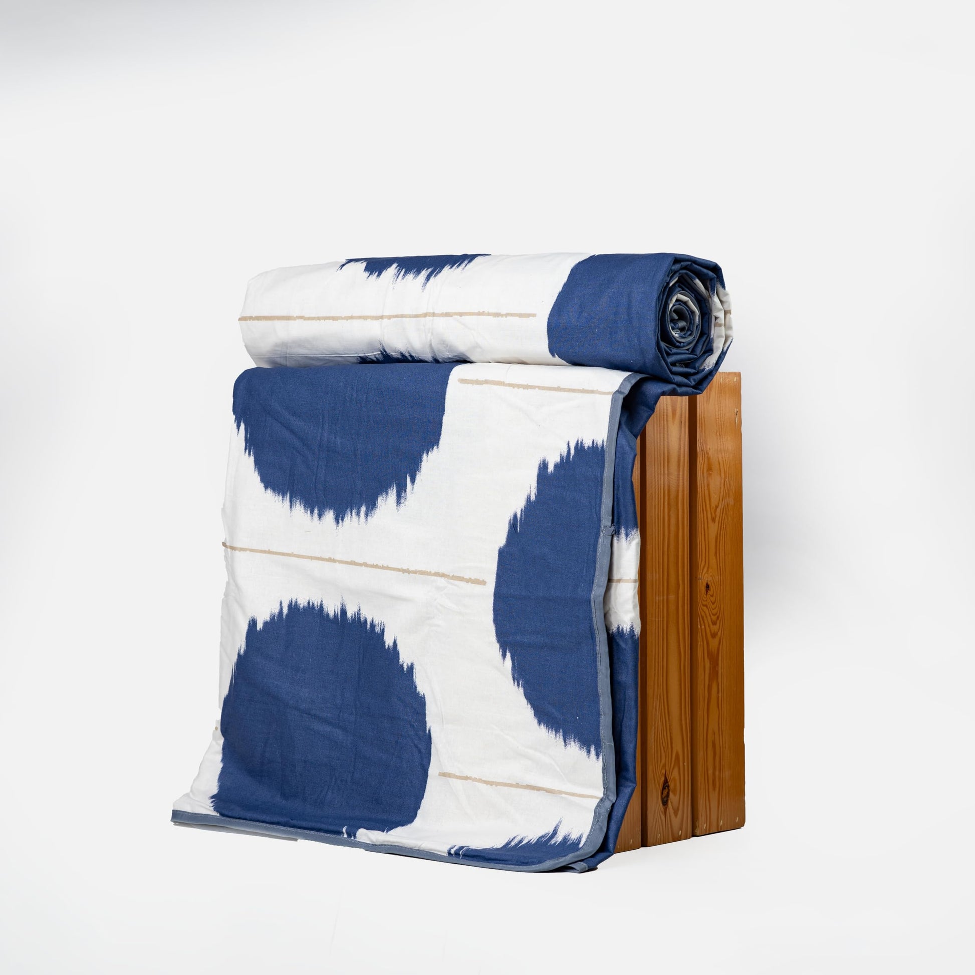 Navy Haze Big Polka 100% Cotton Reversible Single Bed Blanket | Lightweight & Soft AC Dohar | Breathable & Skin-Friendly for All Seasons | 54 x 84 Inches