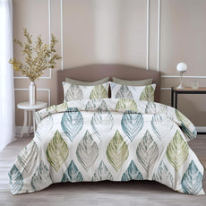 Teal Blue & Green 186 TC Cotton Elastic Fitted King Size Bedsheet with 2 Pillow Covers - 78 x 72 Inches