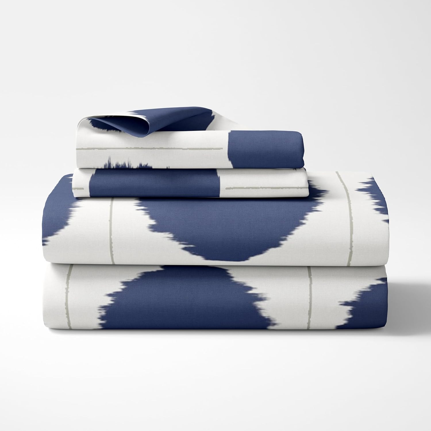 Navy Haze Big Polka Soft & Breathable 100% Cotton Flat King Bedsheet, 144 TC