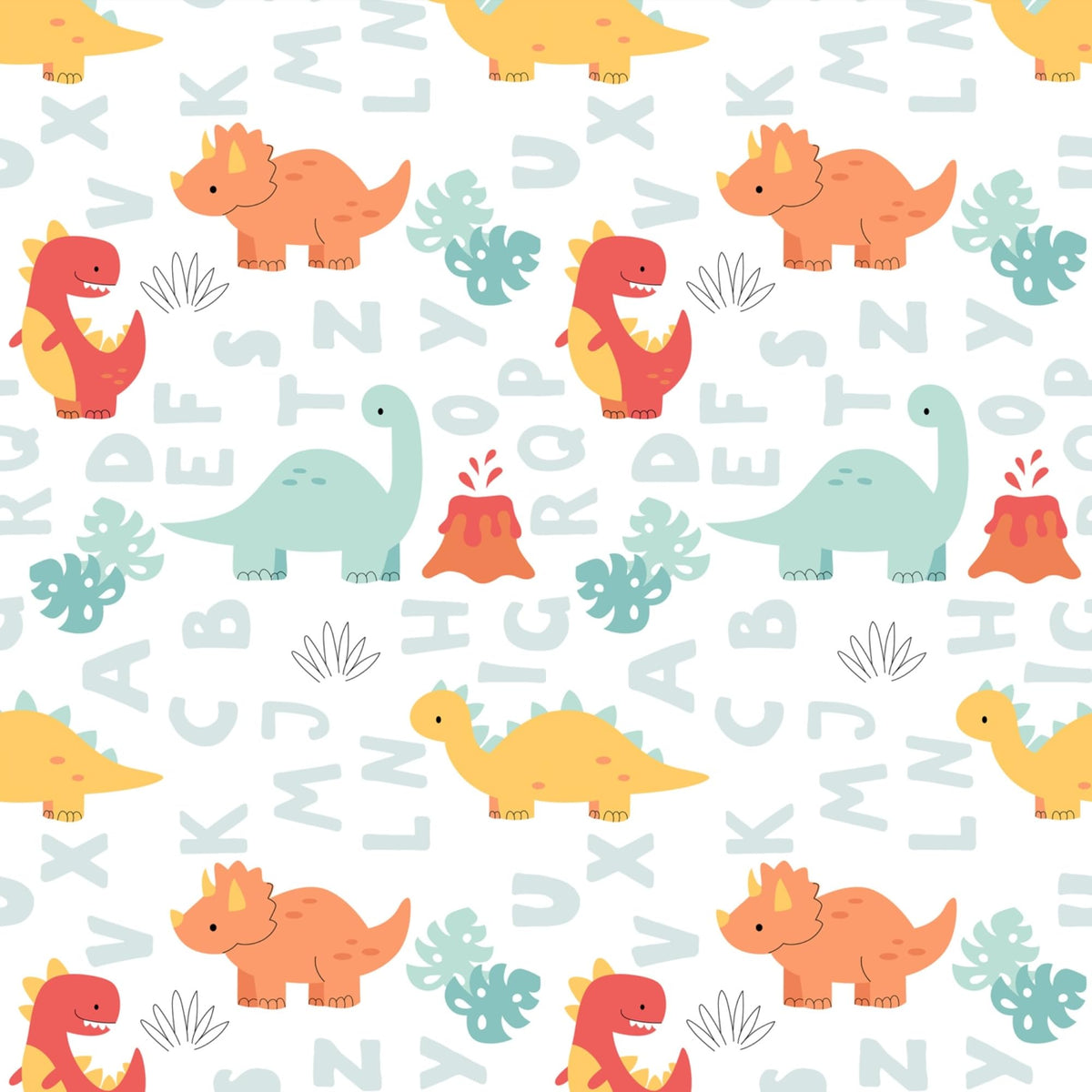 Orange & Mint Alphabet 100% Cotton Double Fitted Bedsheet with 2 Pillow Covers, 144 TC, 78 x 60 Inches