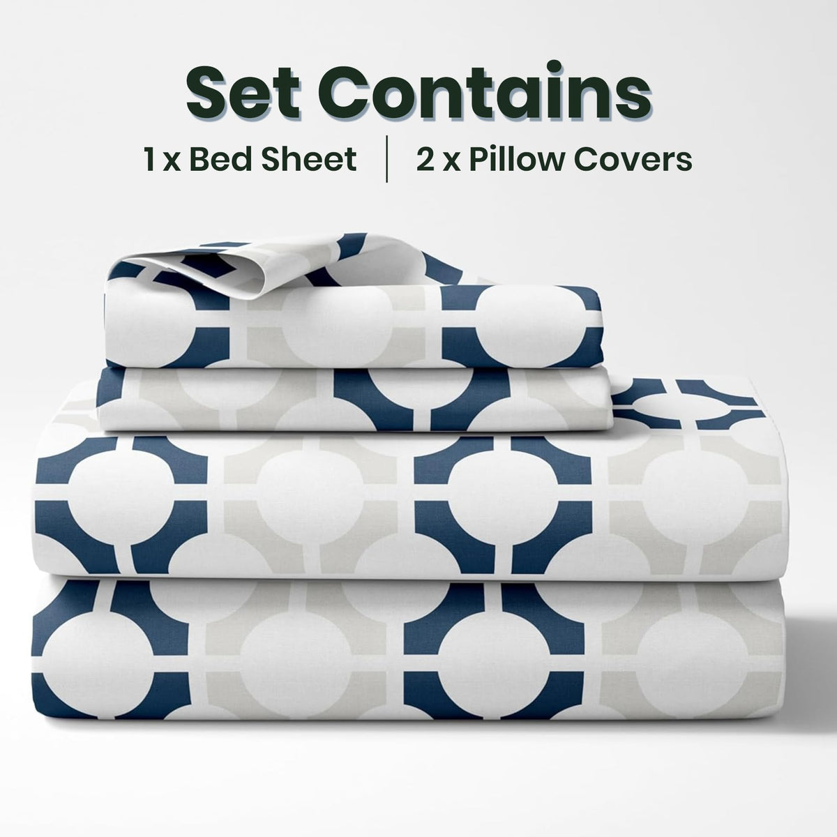 Colonial Blue Matrix Soft & Breathable 100% Cotton Flat King Bedsheet, 144 TC