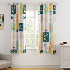 Pastel Garden Window Curtain - Cotton Set of 2 (4 x 5 ft)