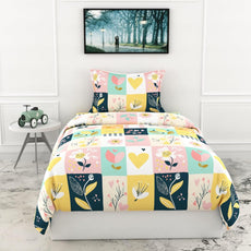 Loreto Cotton Single Flat Bedsheet | Pastel Garden