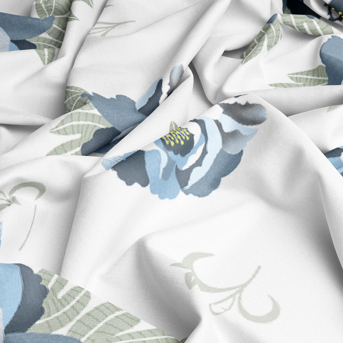 Navy Floral Single Bedsheet - 210 TC 100% Cotton with 1 Pillow Cover (58 x 88 Inches)