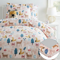 Loreto Cotton King Fitted Bedsheet | Pastel Pink Animal Pattern
