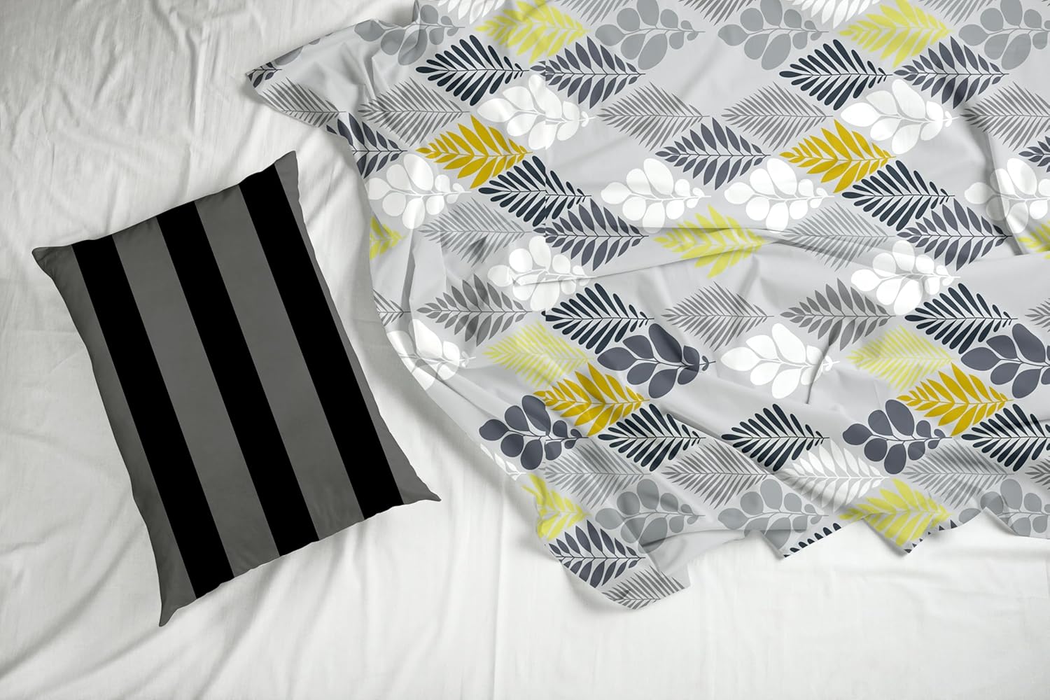 Jadeite Grey and Yellow Floral 100% Cotton Flat Single Bedsheet, 144 TC
