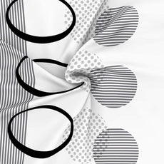 White and Dark Grey Geometric 100% Cotton Flat Double Bedsheet, 144 TC