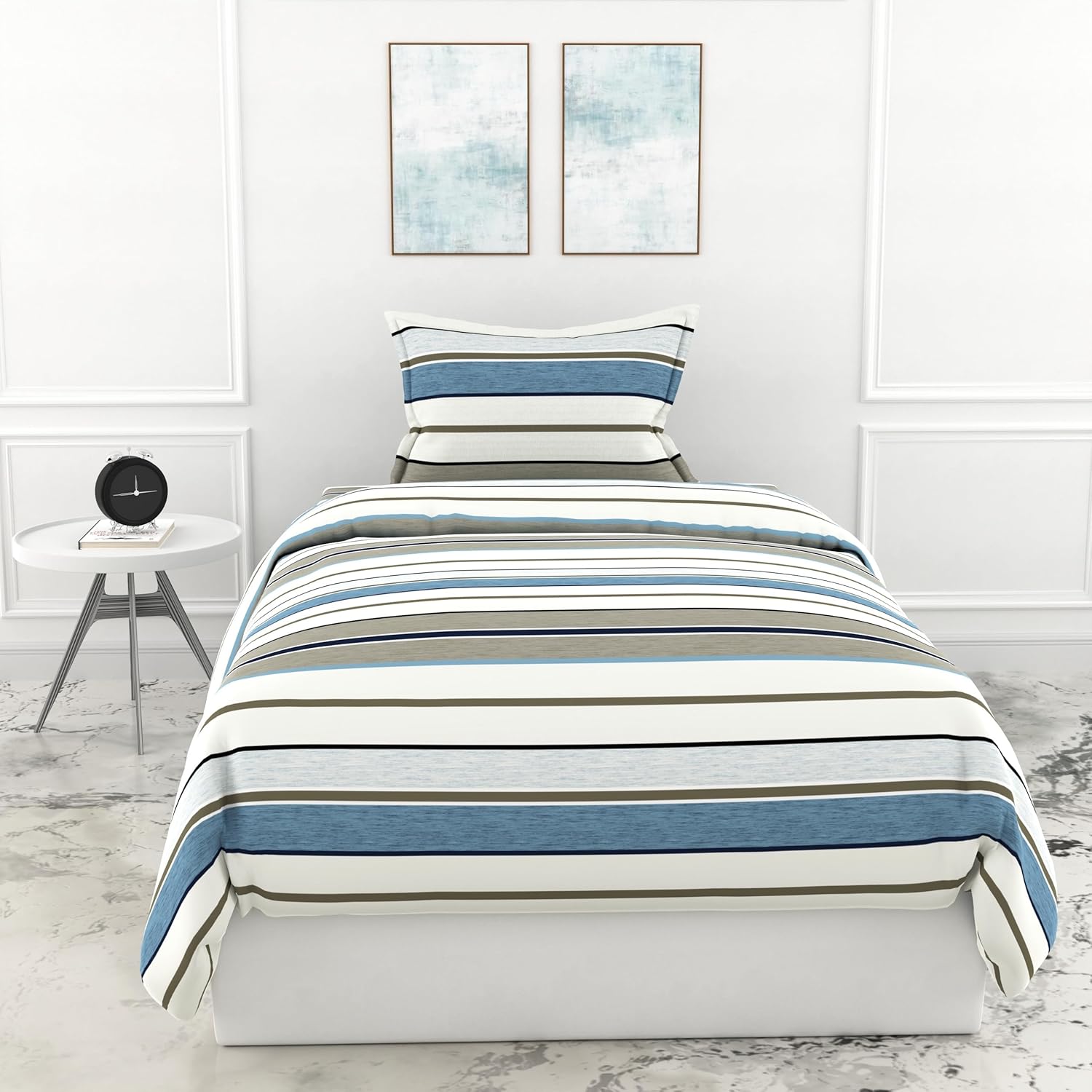 Loreto Cotton Single Bedsheet | Classic Stellar Striped