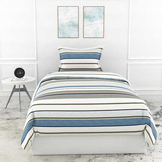 Loreto Cotton Single Bedsheet | Classic Stellar Striped