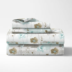 Green & Beige Double Bedsheet - 210 TC 100% Cotton with 2 Pillow Covers (90 x 90 Inches)