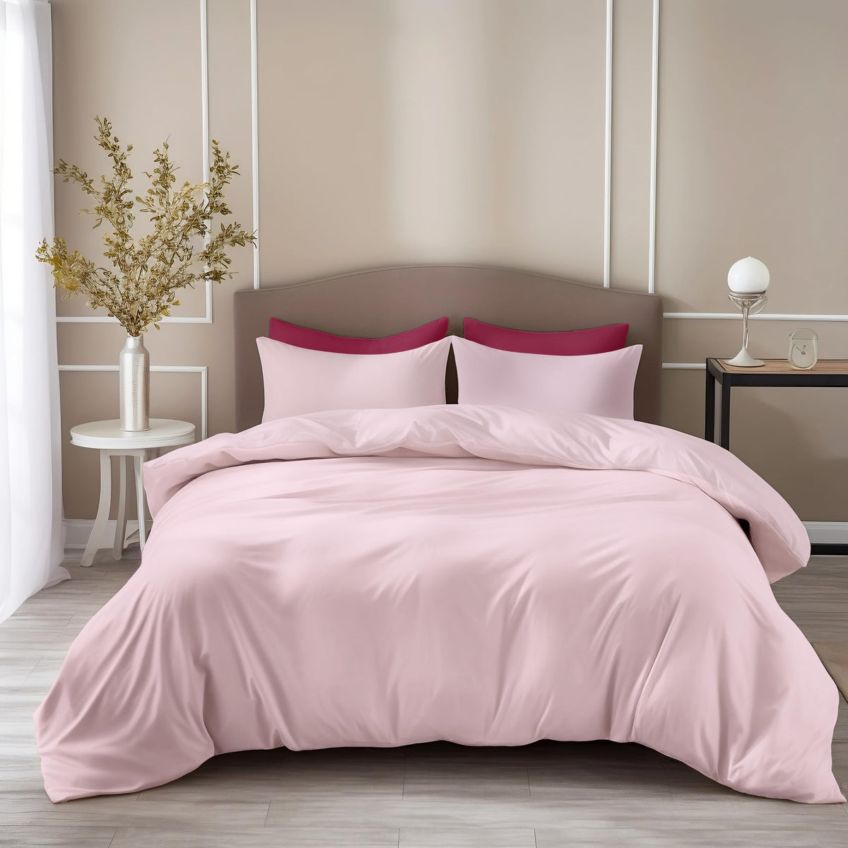 Loreto Blush Pink King Bedsheet | 210 TC | 100% Cotton | 104 x 104 Inches - main product image