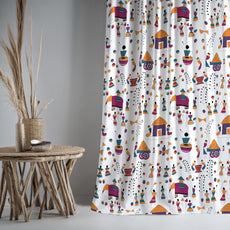 Tribal Motifs Door Curtain - Cotton Set of 2 (4 x 7 ft)