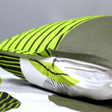 Olive Green and Grey Black Circle Geometric 100% Cotton Flat Double Bedsheet, 144 TC