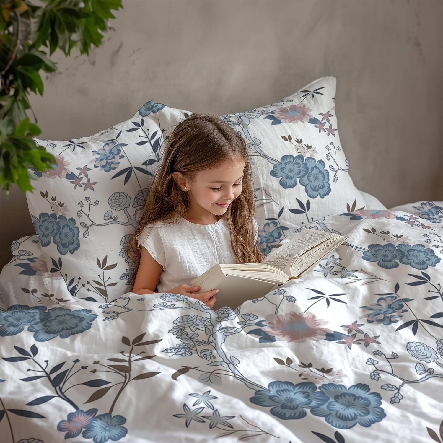 Blush & Blue Meadow Bloom Soft & Breathable 100% Cotton Flat Single Bedsheet, 144 TC