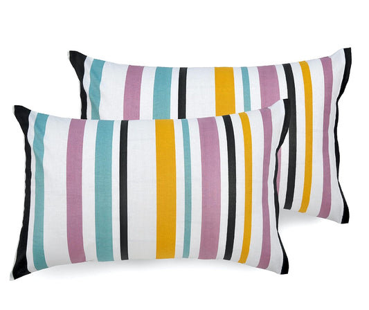 Lemon Drops with Black Dots 100% Cotton Pillow Covers, Pack of 2, 144 TC