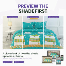 Aqua Teal Cozy Polar Bear 186 TC Cotton Double Bedsheet, 90 x 90 Inches -  Soft Percale Weave with 2 Pillow Covers, Durable & Breathable