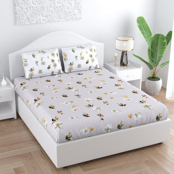 Loreto Cotton Double Flat Bedsheet | Elegant Quill Grey