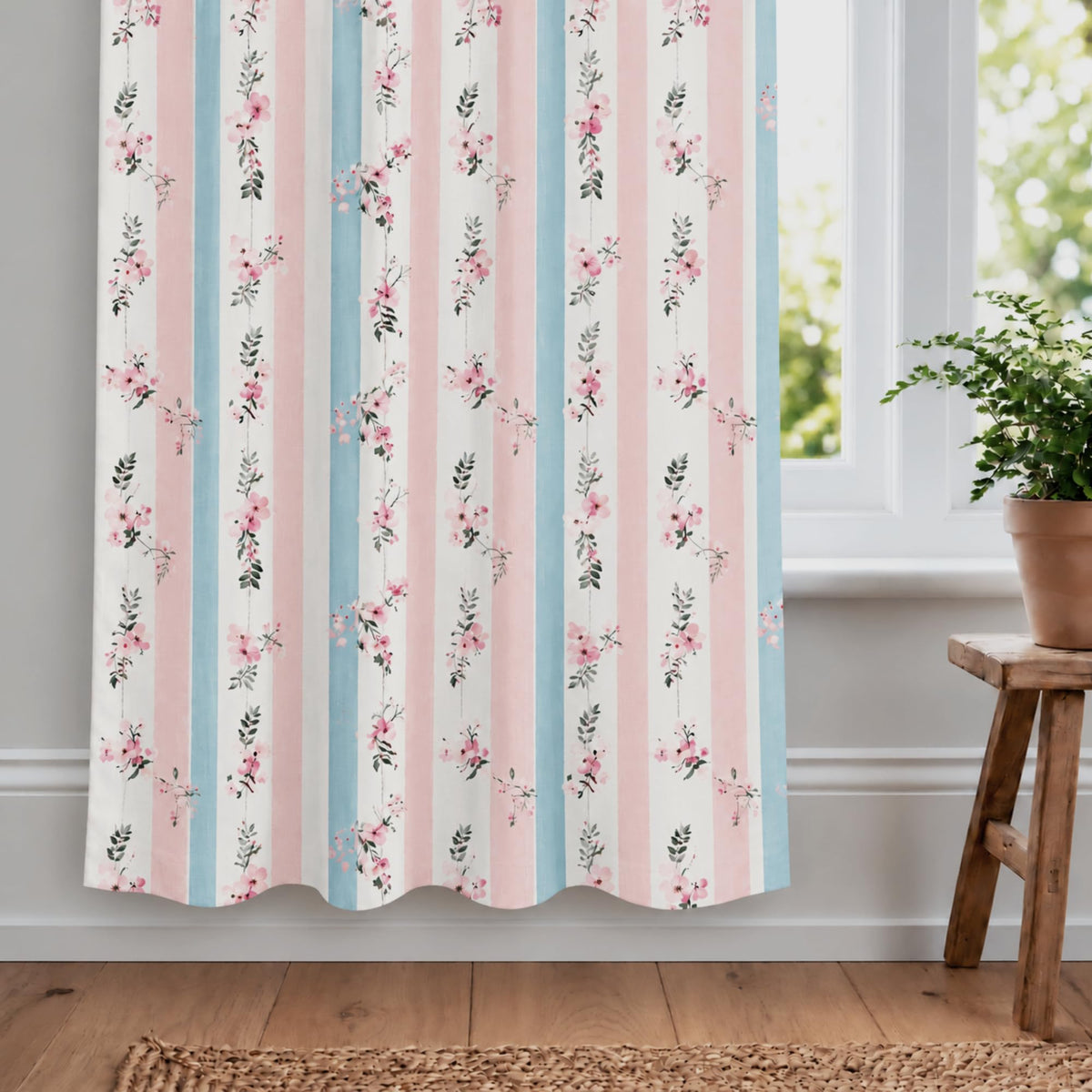 Loreto Blush Pink Floral Vines Curtain | Set of 2 | 48 x 60 Inches - main product image