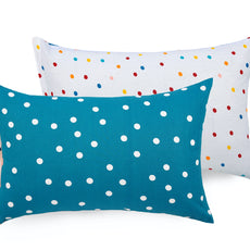 Loreto Cotton Pillow Cover | Peacock Blue & Red Balloon 144 TC Cotton Set of 2 - Soft, Breathable & Durable (17 x 27 Inches)