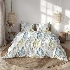 Teal Blue & Green 186 TC Cotton Elastic Fitted King Size Bedsheet with 2 Pillow Covers - 78 x 72 Inches