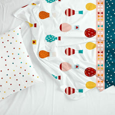 Red and Blue Hot Air Balloon 100% Cotton Flat Double Bedsheet, 144 TC