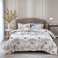 Blue & Peach Double Bedsheet - 210 TC 100% Cotton with 2 Pillow Covers (90 x 90 Inches)