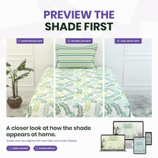Loreto Green Leafy Haven Single Fitted Bedsheet | 100% Cotton | Fits 72 x 36 Inches | 8 Inch Pocket