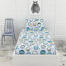 Loreto Cotton Single Fitted Bedsheet | Kawaii Pastel Sky 144 TC