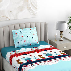 Plume Babies Blue 100% Cotton Flat Single Bedsheet, 144 TC