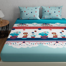 Loreto Cotton Double Bedsheet | Plume Baby Blue