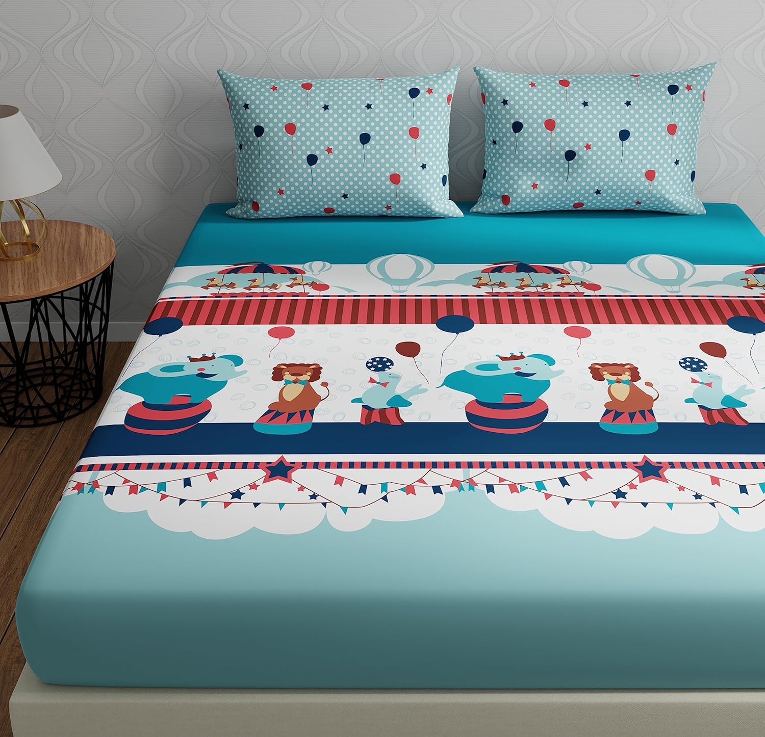 Loreto Cotton Double Bedsheet | Plume Baby Blue
