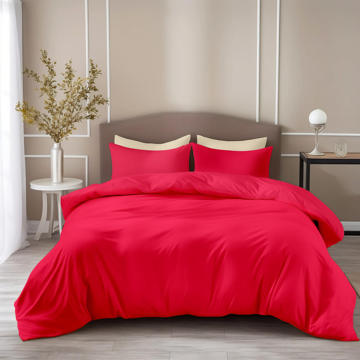 Loreto Flame Red King Bedsheet | 210 TC | 100% Cotton | 104 x 104 Inches - main product image