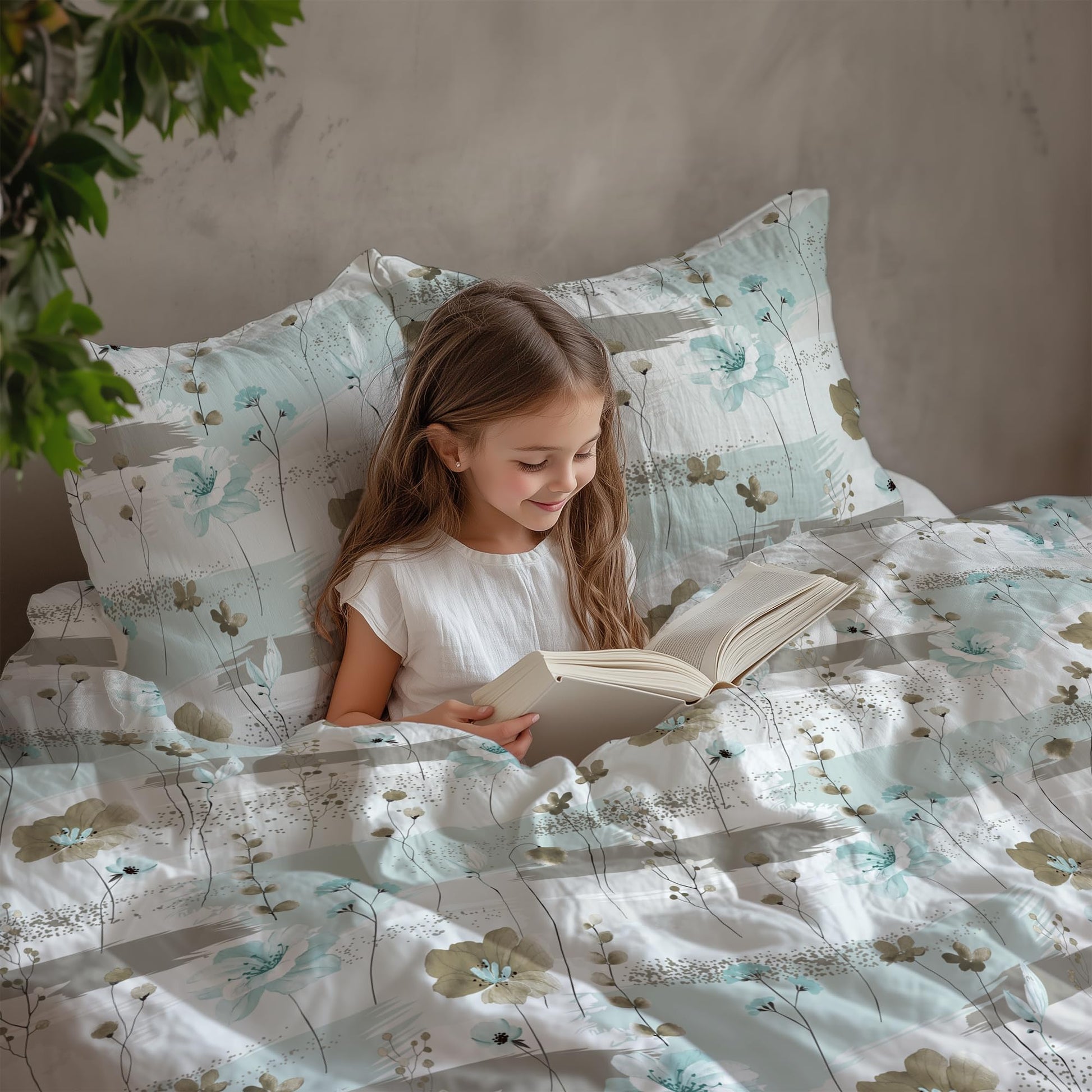 Green & Beige Double Bedsheet - 210 TC 100% Cotton with 2 Pillow Covers (90 x 90 Inches)