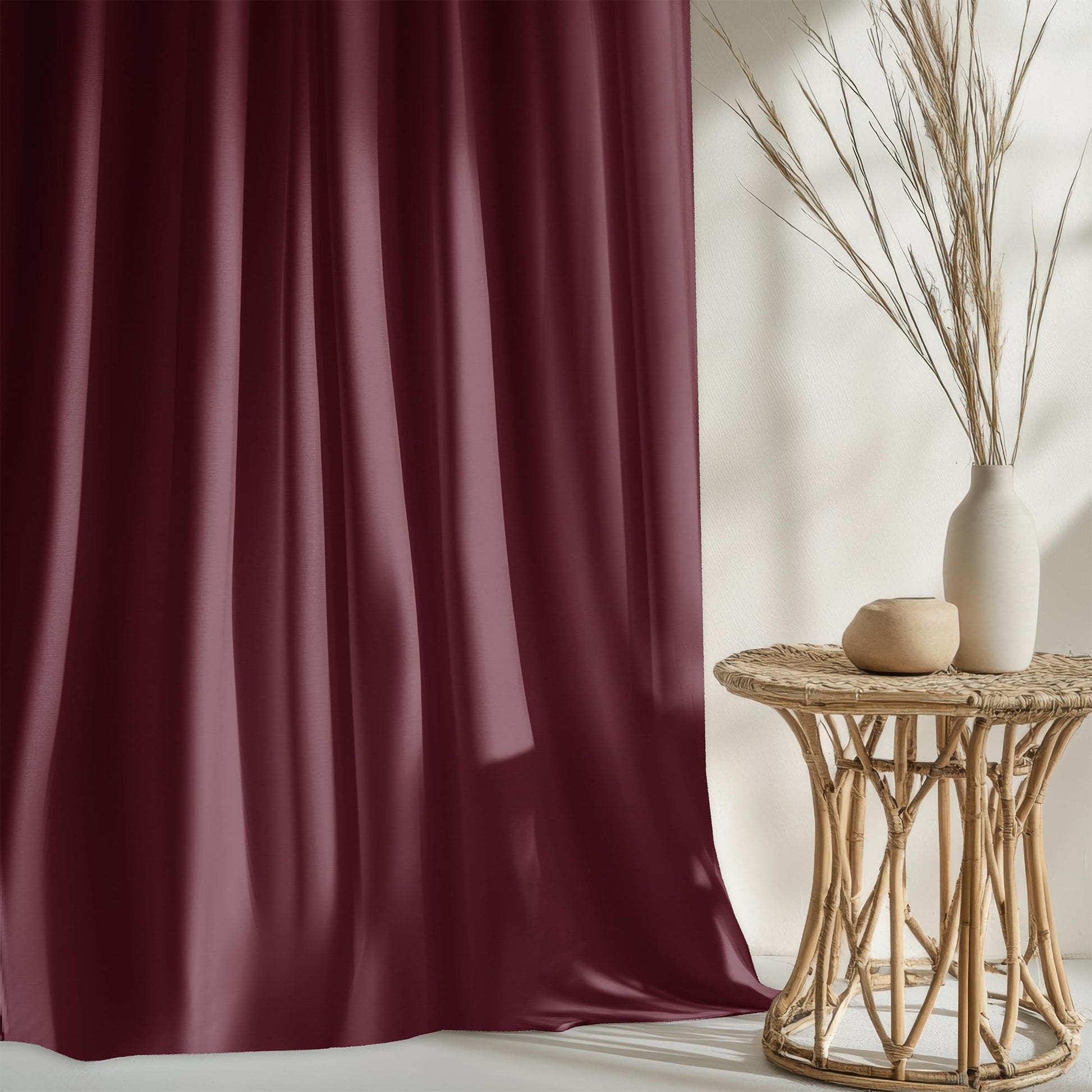 Wine Red Window Curtain - Blackout Set of 2 (4 x 5 ft)