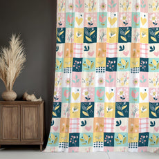 Pastel Garden Window Curtain - Cotton Set of 2 (4 x 5 ft)