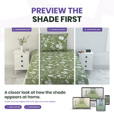 Green Floral Whisper 144 TC 100% Cotton Elastic Fitted Single Bedsheet with 1 Pillow Cover - 78 x 36 Inches