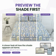 Parrot Flora Print 100% Cotton Elastic Fitted Bedsheet for King Size Bed with 2 Pillow Covers, 144 TC, 78 x 72 Inches