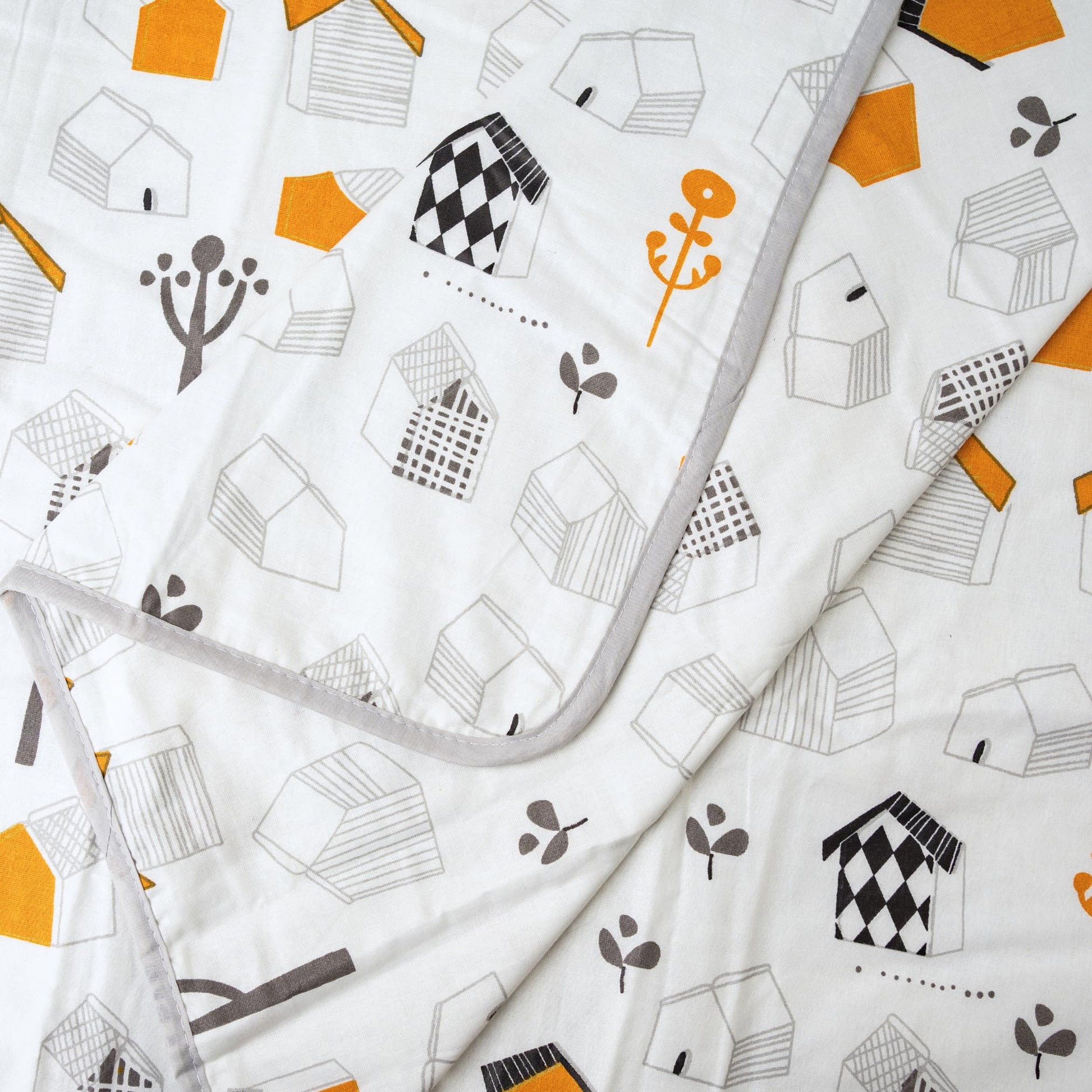 White Kids House 100% Cotton Reversible Single Bed Blanket | Lightweight & Soft AC Dohar | Breathable for All Seasons | 54 x 84 Inches