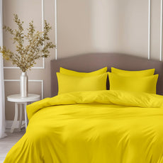 Loreto Solar Yellow King Bedsheet | 210 TC | 100% Cotton | 104 x 104 Inches